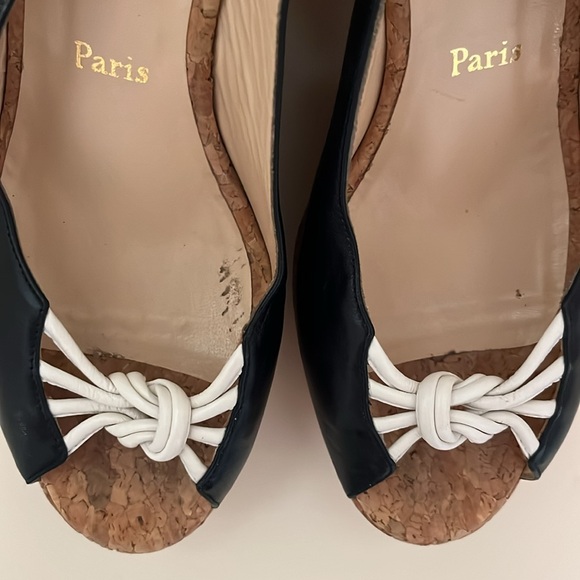 Christian Louboutin Navy Leather Espadrille with White Leather Trim. Size 39.5. - Picture 12 of 12